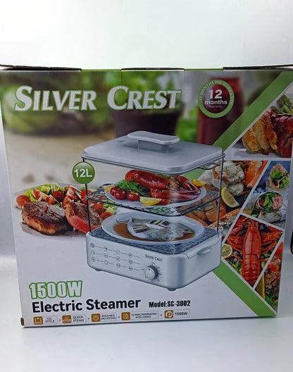 Electric Food Steamer & Defroster Healthy Cooking, 1500W, 2-Tier, Fast & Energy Saving