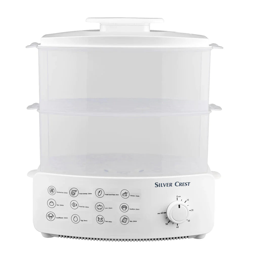 Electric Food Steamer & Defroster Healthy Cooking, 1500W, 2-Tier, Fast & Energy Saving